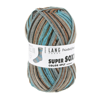 Super Soxx Color 4-fach  Farbe 0548 - PainterlySoxx Cerulean